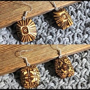 Custom wood carved earrings